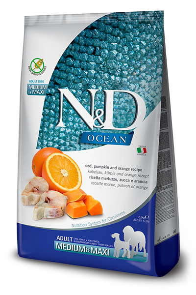 Farmina N&D Ocean Cod, Pumpkin & Orange Adult Medium & Maxi Dog Food - 26.4lb - The Pet Source
