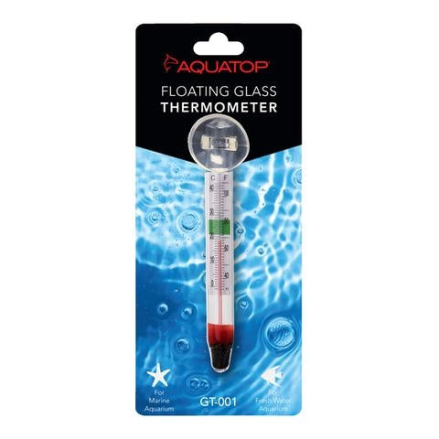 Aquatop Floating Glass Aquarium Thermometer w- Suction Cup Mount - The Pet Source