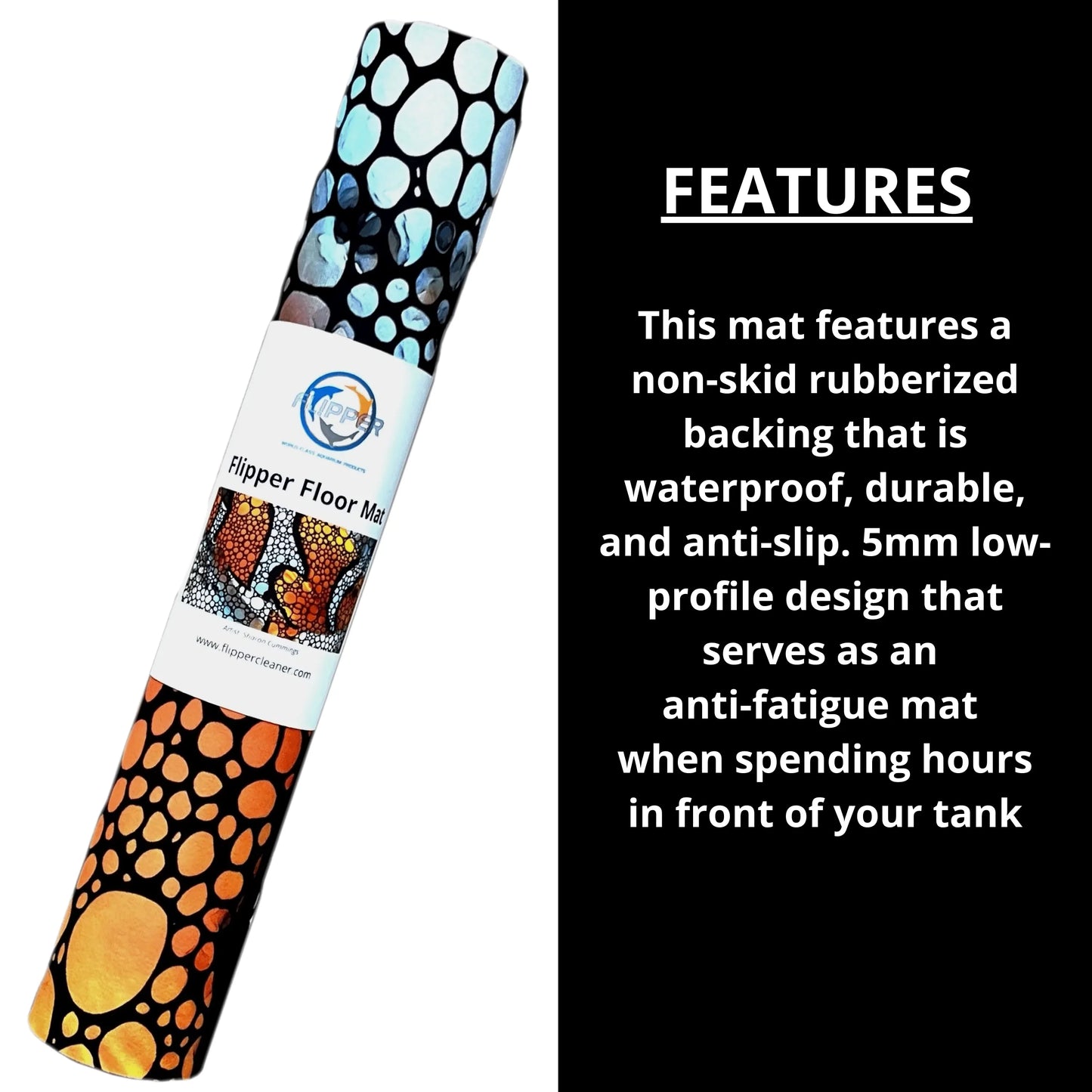 Flipper Aquarium Mat with Clownfish Artwork – waterproof and cushioned for Aquariums, Floor Mat, Desk Pad, and Decorative Gift for Hobbyists - The Pet Source