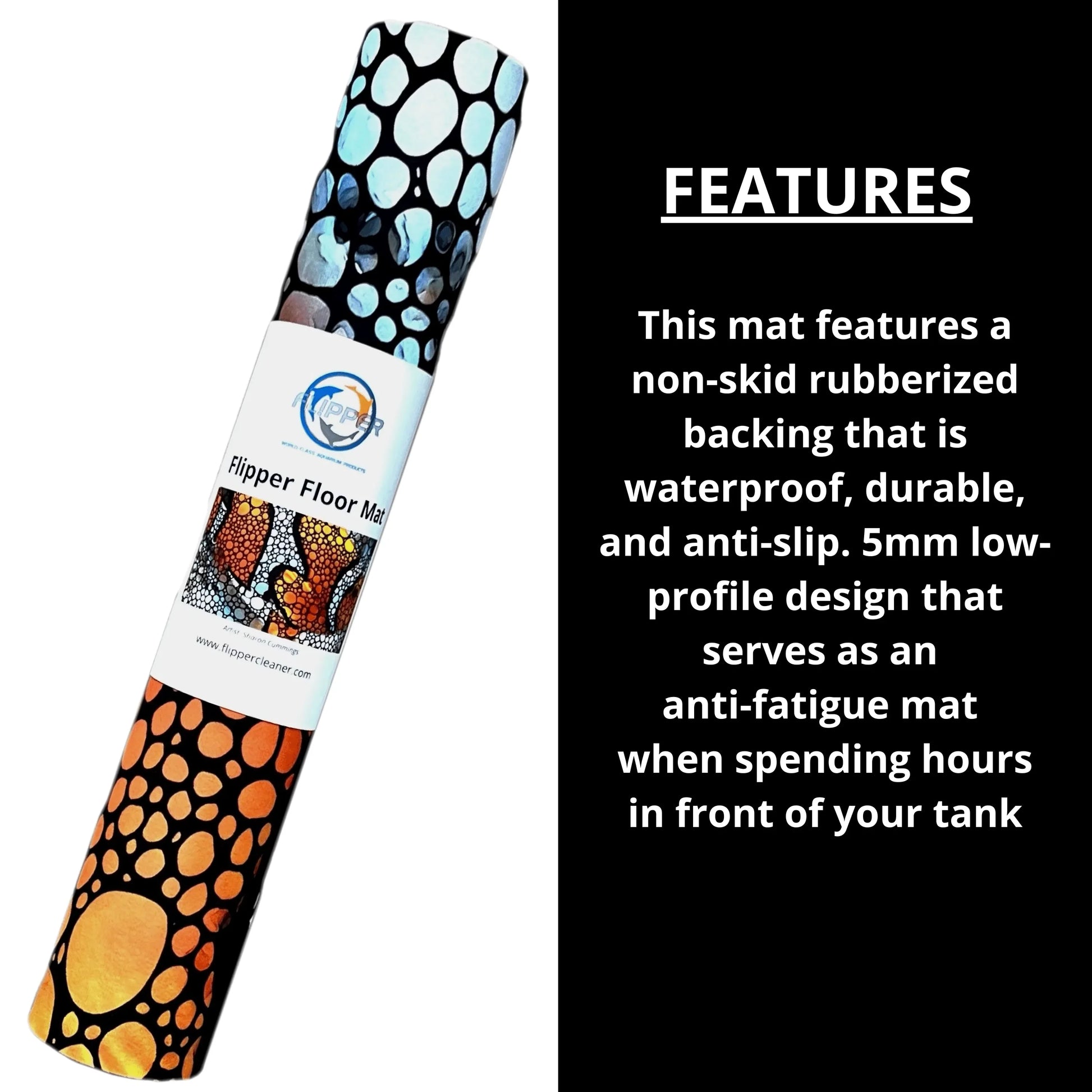 Flipper Aquarium Mat with Clownfish Artwork – waterproof and cushioned for Aquariums, Floor Mat, Desk Pad, and Decorative Gift for Hobbyists - The Pet Source