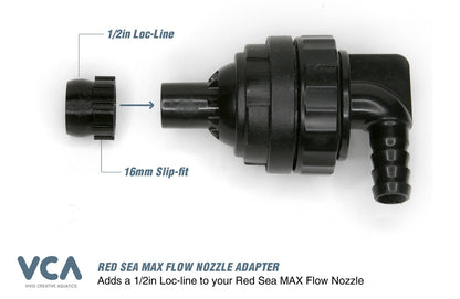 Vivid Creative Aquatics Red Sea MAX Flow Nozzle to Loc-Line Adapter - 16mm Slip-Fit to 1-2in Loc-Line - The Pet Source