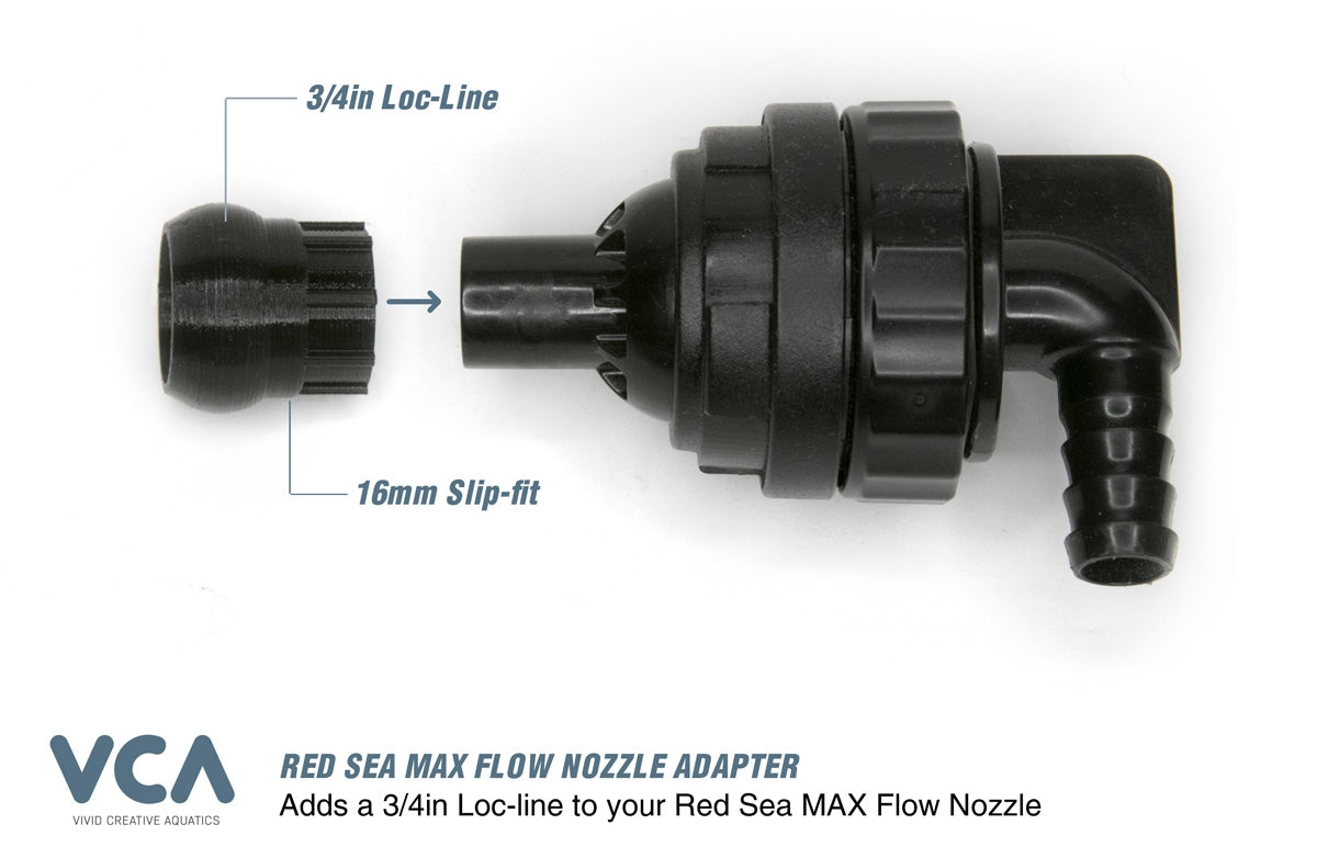Vivid Creative Aquatics Red Sea MAX Flow Nozzle to Loc-Line Adapter - 16mm Slip-Fit to 3-4in Loc-Line - The Pet Source