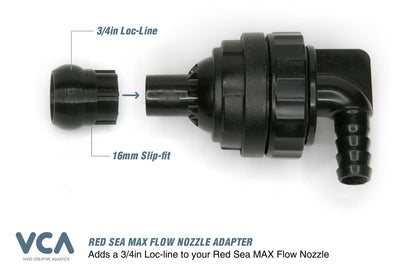 Vivid Creative Aquatics Red Sea MAX Flow Nozzle to Loc-Line Adapter - 16mm Slip-Fit to 3-4in Loc-Line - The Pet Source