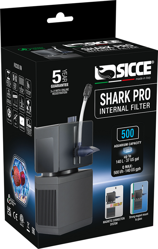 Sicce Shark PRO 500 Internal Filter (140 GPH) - The Pet Source