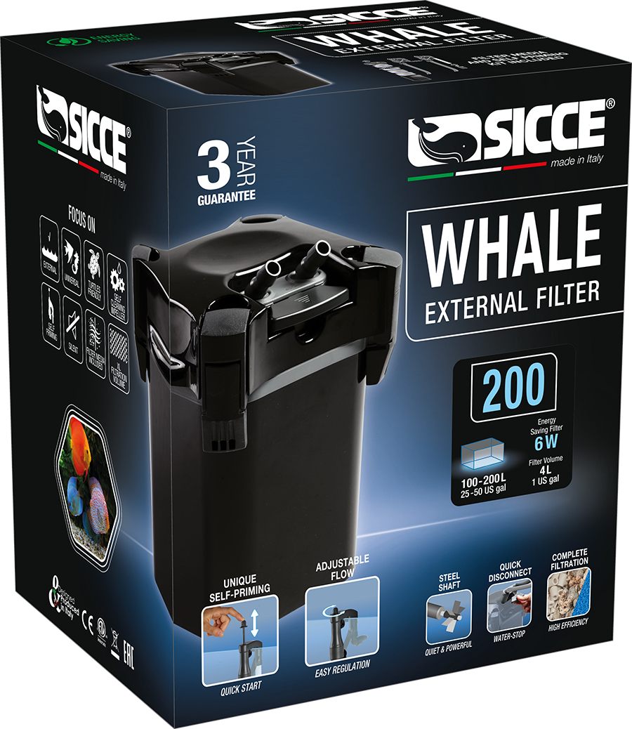 Sicce WHALE 200 Canister Filter - 190gph - The Pet Source