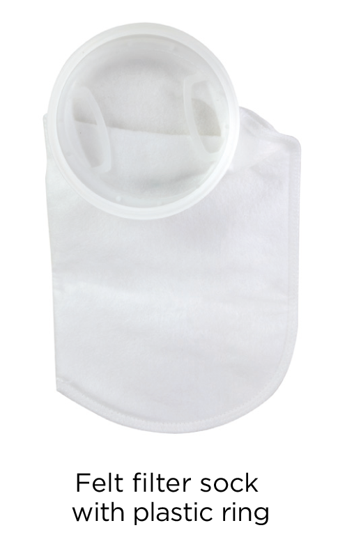 Simplicity 200 Micron Felt Filter Sock with Plastic Ring - 4 inch x 14 inch - The Pet Source